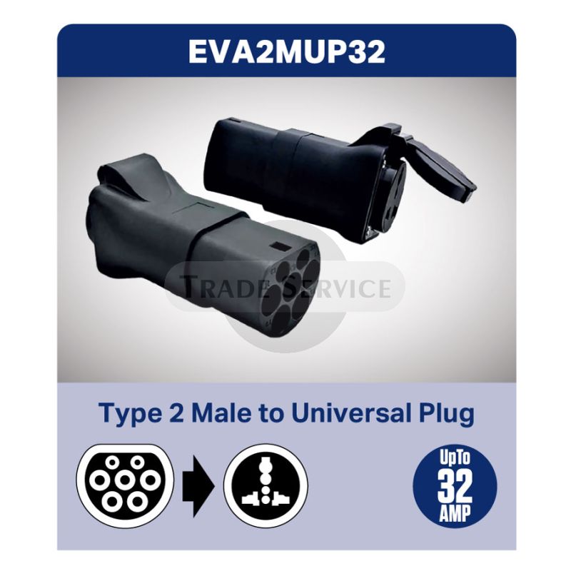 Type 2 Male To Universal Plug cable adaptor