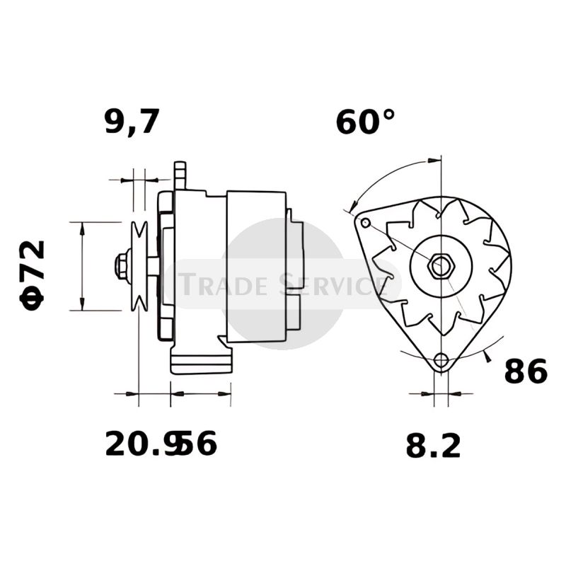11.201.489 AAK1340 MAHLE (Letrika, Iskra) alternator MG115