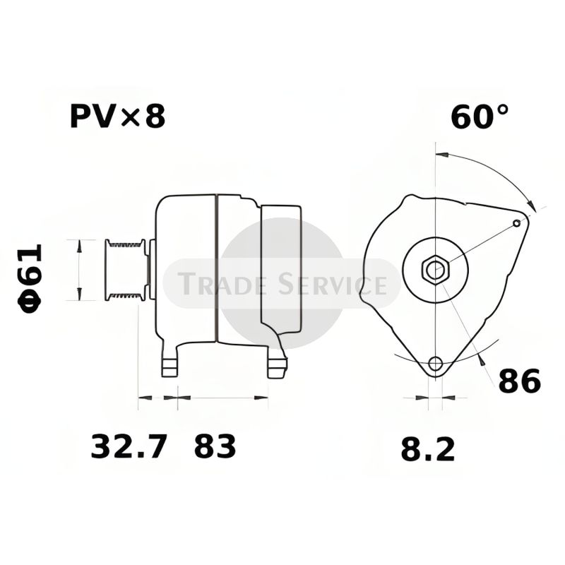 11.205.738 AAK5996 MAHLE (Letrika, Iskra) alternator MG1219