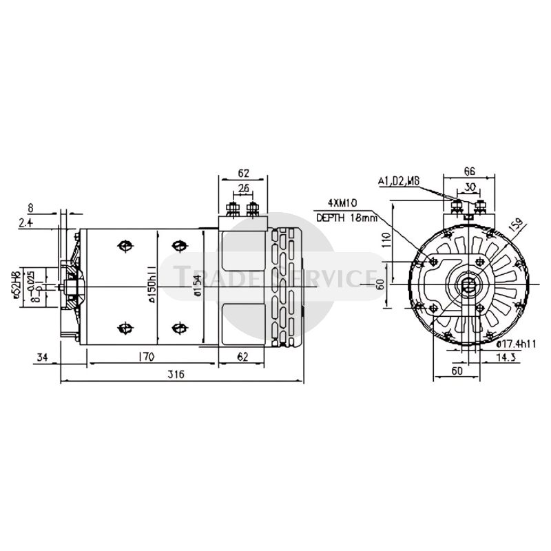 11.214.269 AMP4661 MAHLE (Letrika, Iskra) DC motor MM67