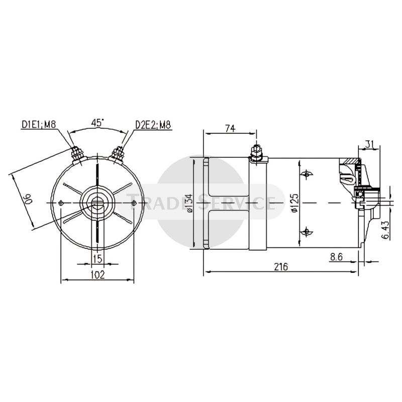11.216.825 AMK5558 MAHLE (Letrika, Iskra) DC motor MM4