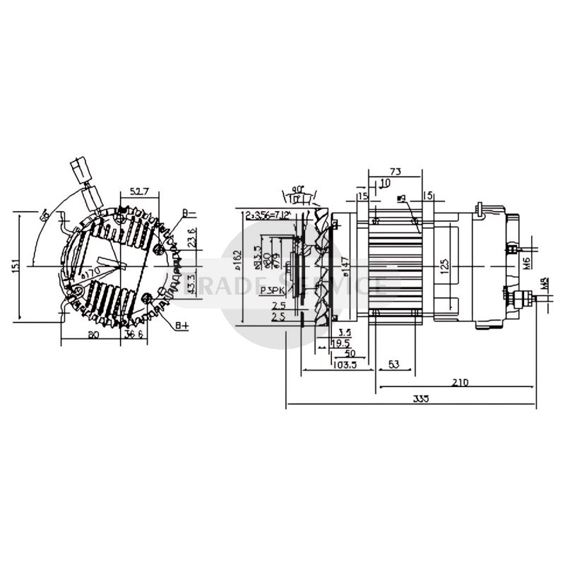 11.213.231 AMK6128 MAHLE (Letrika, Iskra) DC motor MM351
