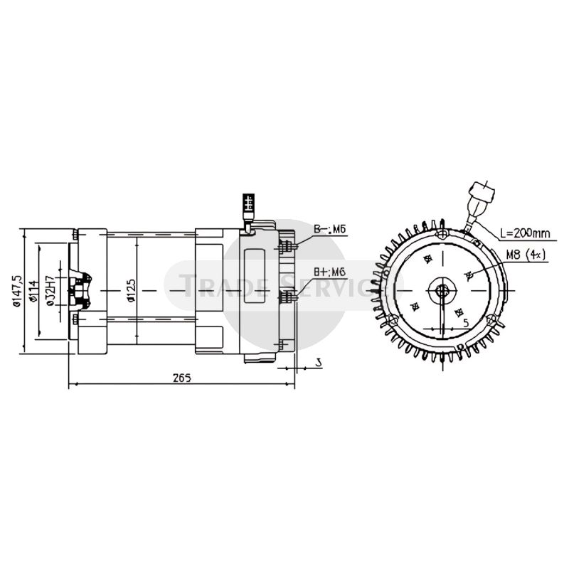 11.213.337 AMK6350 MAHLE (Letrika, Iskra) DC motor MM422