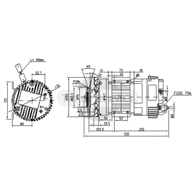 11.213.222 AMK6125 MAHLE (Letrika, Iskra) DC motor MM338