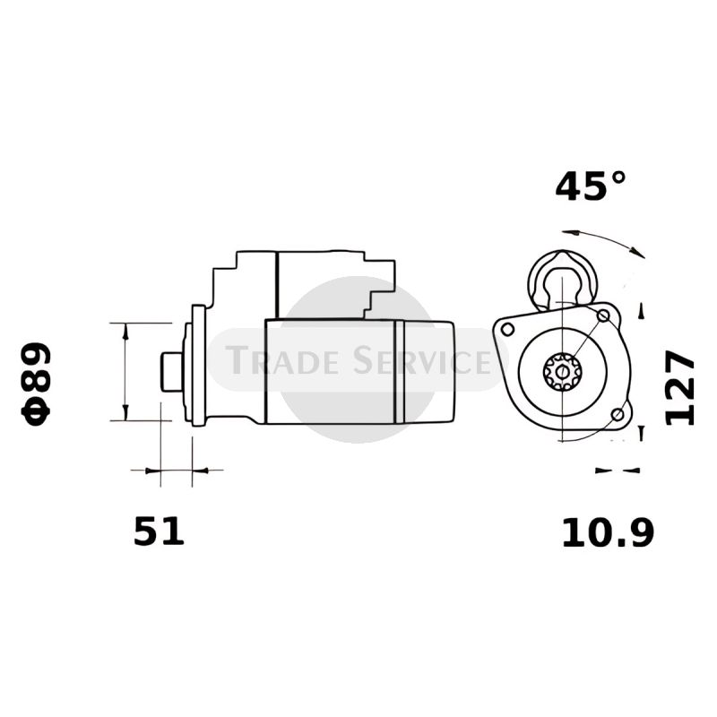 11.132.100 AZF4829 MAHLE (Letrika, Iskra) starter motor MS851