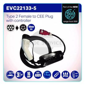 Type 2 Female to 56mm CEE 3-phase plug charging cable