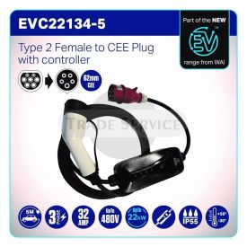 Type 2 Female to 62mm CEE 3-phase plug charging cable
