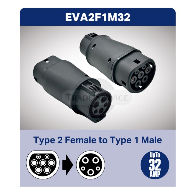 Type 2 Female To Type 1 Male cable adaptor